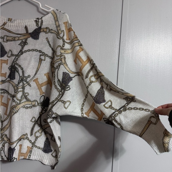 Free For Humanity Italian Chain Print Sweater Size Medium - Picture 7 of 9